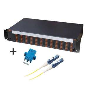 Fibre optique, Tiroirs optiques, Tiroirs optiques monomodes, TOM 2U 72 SC équipé raccords et pigtails LC-PC duplex