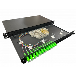 Fibre optique, Tiroirs optiques, Tiroirs optiques monomodes, TOM 1U 24 SC équipé raccords et pigtails SC-APC - Nouvelle génération