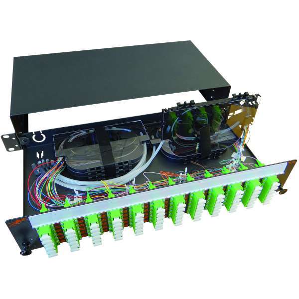 Fibre optique, Tiroirs optiques, Tiroirs optiques monomodes, TOM 2U 72 SC équipé raccords et pigtails SC-APC