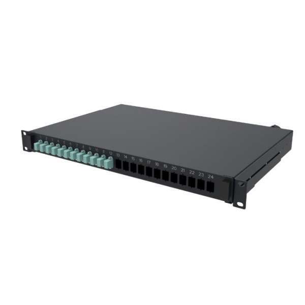 Fibre optique, Tiroirs optiques, Tiroirs optiques multimodes, 1U splicing shelf with 12 LC Duplex multimode adapters