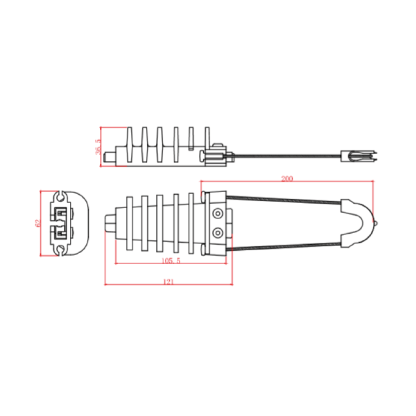 Fibre optique, Accessoires, Accessoires de fixation de câbles, Pince d'ancrage ADSS6 Ø 5-8mm