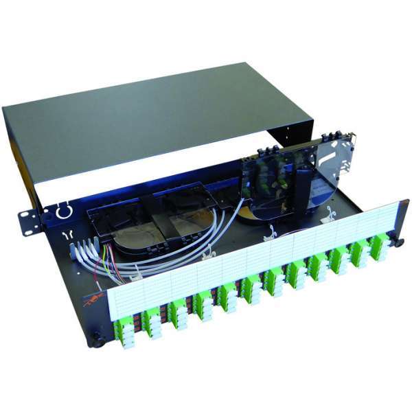 Fibre optique, Tiroirs optiques, Tiroirs optiques monomodes, TOM 2U 48 SC équipé raccords et pigtails SC-APC