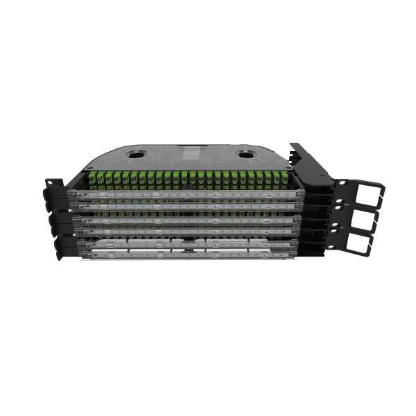 Fibre optique, Tiroirs optiques sm, Connectique sc, TOP 3U 144 SC Left pivot equipped with SC-APC connectors and pigtails