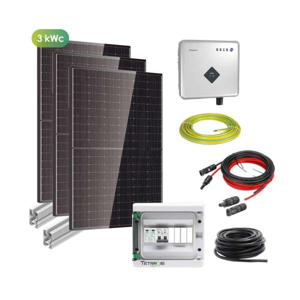 PHOTOVOLTAÏQUE, Kits solaires toitures, Kits solaires 3 kWc, Kit mono 3 kWc - Onduleur central