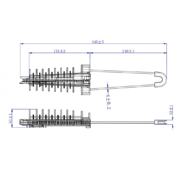 Fibre optique, Accessoires, Accessoires de fixation de câbles, Pince d'ancrage ADSS10 Ø 8-12mm