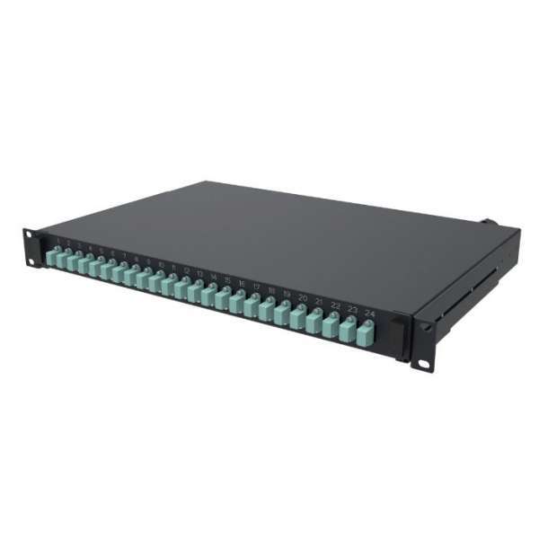 Fibre optique, Tiroirs optiques, Tiroirs optiques multimodes, 1U splicing shelf with 12 LC Duplex multimode adapters
