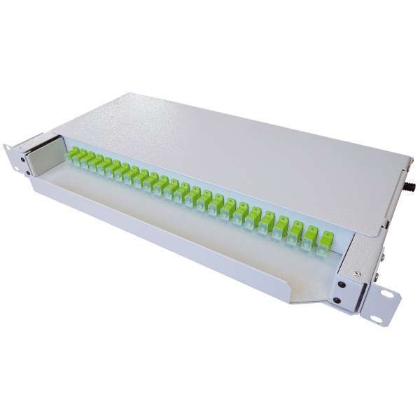 Fibre optique, Tiroirs optiques, Tiroirs optiques monomodes, TOP 1U 24 SC Pivot Droit équipé raccords et pigtails SC-APC