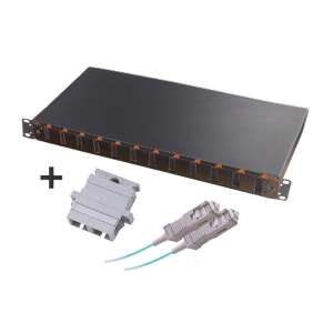 Fibre optique, Tiroirs optiques multimodes, Connectiques SC, TOM 1U 12 SC-DX équipé raccords et pigtails 50/125 SC duplex